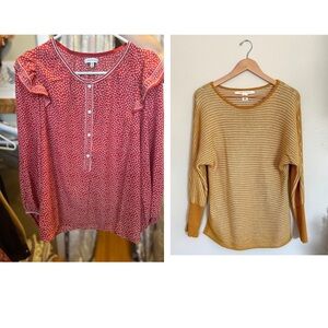 BUNDLE Max Studio Mustard Yellow Sweater and Red Blouse